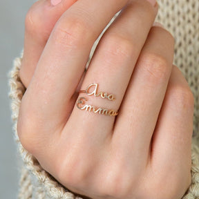 Personalized Double Name Ring