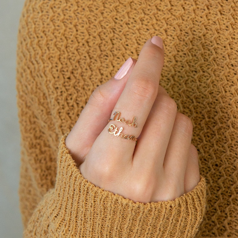 Personalized Double Name Ring